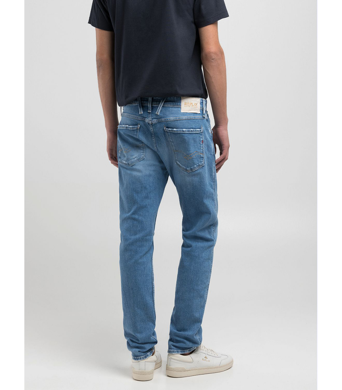 スリムフィットANBASSオーガニックコットンダメージデニム 詳細画像 ブルー 2